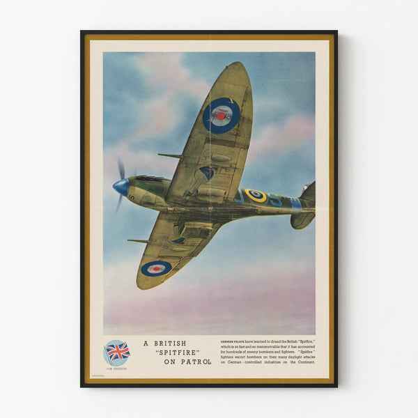 Vintage poster of Spitfire aircraft in formation - Aeronautical wall decoration