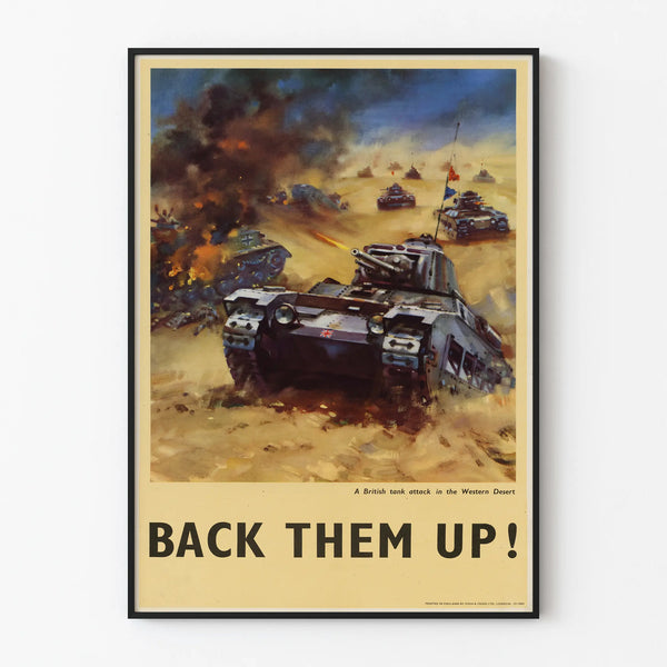 Vintage Military Poster of British Tank Attack in the Western Desert