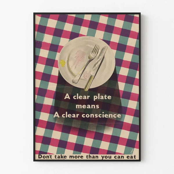 Vintage Kitchen Poster "An Empty Plate, a Clear Conscience"