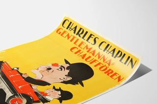 Vintage poster of Charles Chaplin Gentlemen Chauffeur in a red car