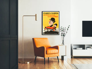 Vintage poster of Charles Chaplin Gentlemen Chauffeur in a red car