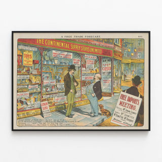 Vintage Poster International Commerce - A Free Trade Forecast — framed artwork on a wall