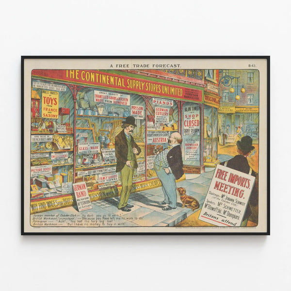 Vintage Poster International Commerce - A Free Trade Forecast — framed artwork on a wall