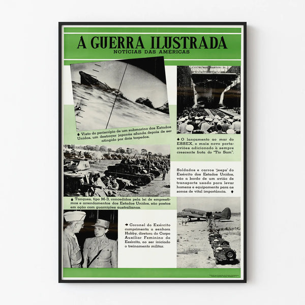 Vintage poster A Guerra Ilustrada - Historic wall decoration