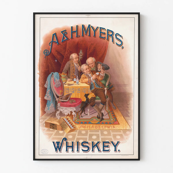 Vintage Poster A & H Myers Whiskey Decorative