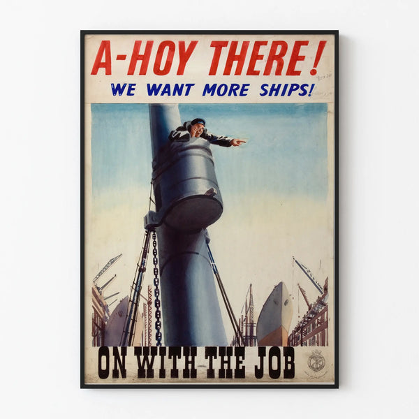 Vintage Marine Poster 'A-Hoy There' Industrial Wall Decoration