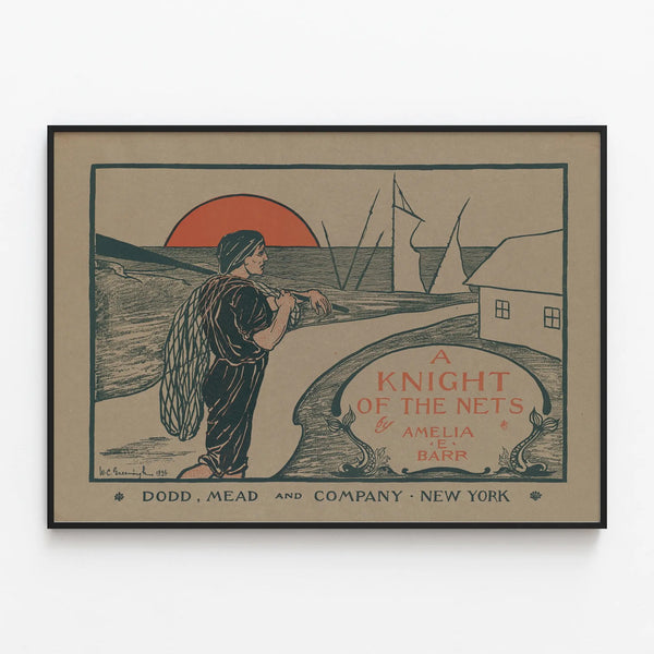 Vintage poster A Knight of the Nets by Amelia E. Barr — framed artwork on a wall