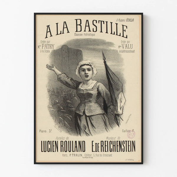 Vintage Poster La Bastille - Lyrics Lucien Rouland, Music E. de Reichenstein