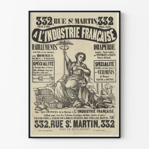 Vintage Poster French Industry - Retro Wall Decoration Textile Craftsmanship