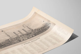 Decorative Poster of Modern Battleship with Numbered Detail — artwork view