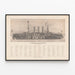 Decorative Poster of Modern Battleship with Numbered Detail — framed artwork on a wall