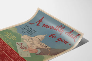 Vintage Social Security Poster - Monthly Check at Age 65