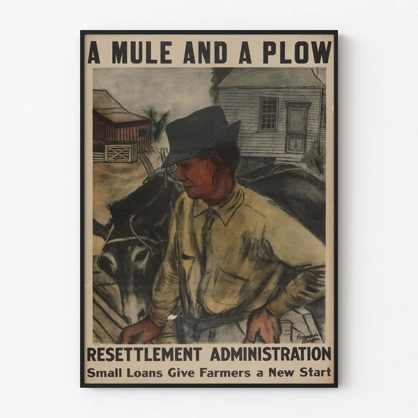 Vintage Farmer and Mule Poster - Agricultural Wall Decoration