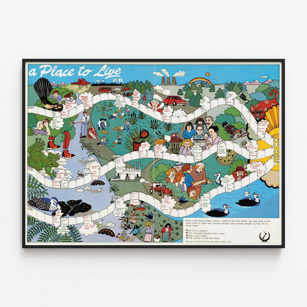 Environmental Game Poster A Place to Live - Educational Wall Decoration — framed artwork on a wall