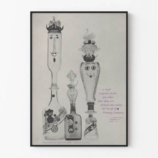 Vintage poster of glass sculpture 'A Royal Family' by Don Madden