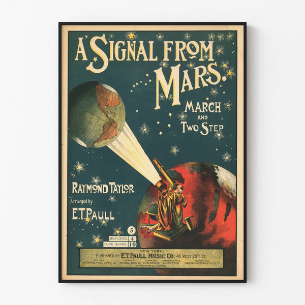 Vintage poster A Signal From Mars - Retro musical wall decoration
