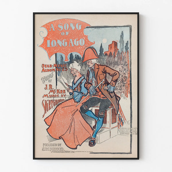 Vintage poster A Song of Long Ago - Retro musical wall decoration