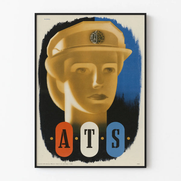 Vintage poster of ATS portrait in cap for wall decoration