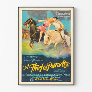 Vintage poster A Thief in Paradise - Equestrian polo illustration