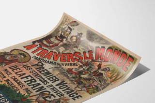 Vintage Poster « Across the World » Panorama on Glass