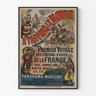 Vintage Poster « Across the World » Panorama on Glass