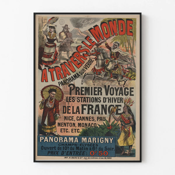 Vintage Poster « Across the World » Panorama on Glass