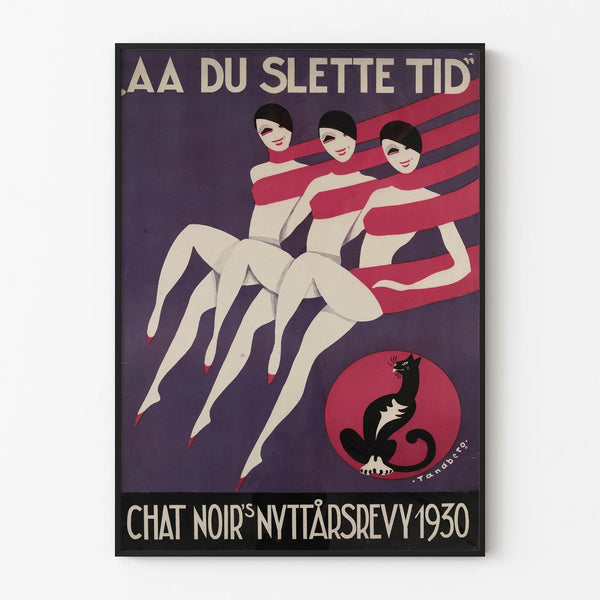 Vintage Poster Chat Noir New Year's Revue 1930 Wall Decoration Art Deco