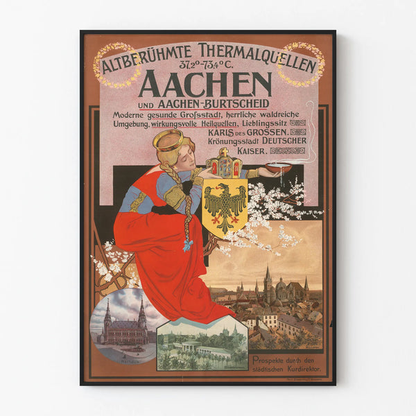 Vintage poster of the Aachen thermal spa and Aachen-Burtscheid