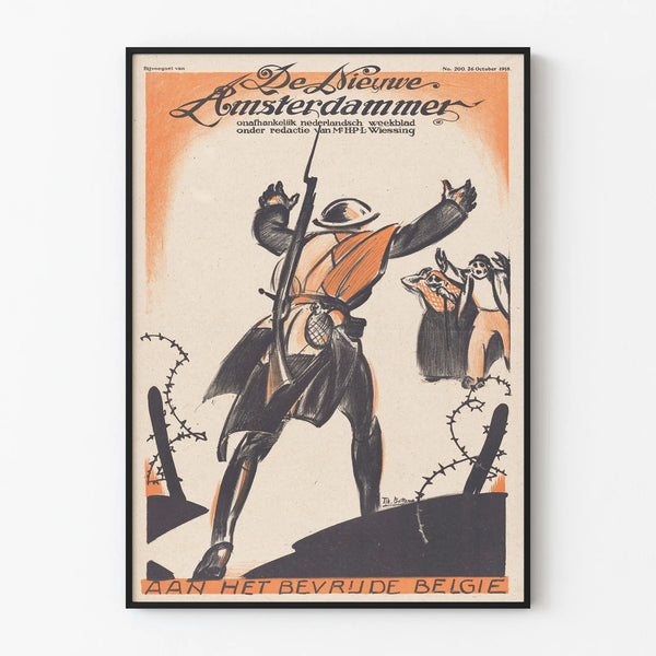Vintage poster 'Aan Het Bevrijde Belgie' historical wall decoration