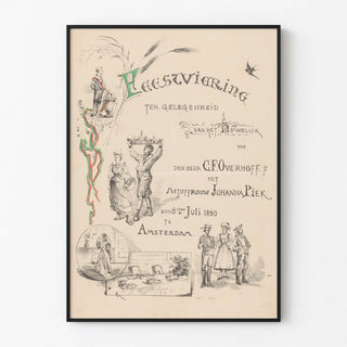 Vintage poster for wedding announcement Amsterdam 1890