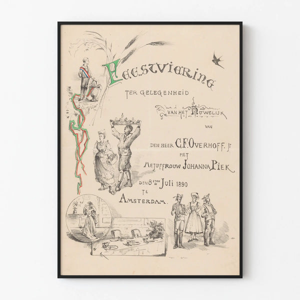 Vintage poster for wedding announcement Amsterdam 1890