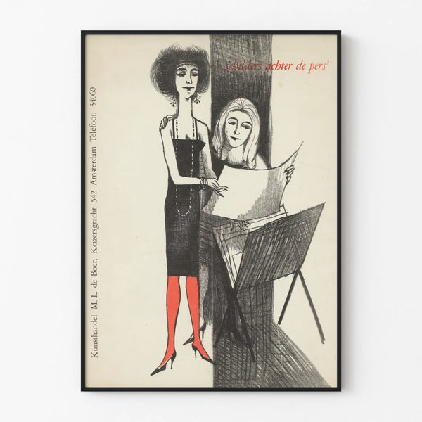 Art Exhibition Poster Schilders Achter de Pers in Vintage Style