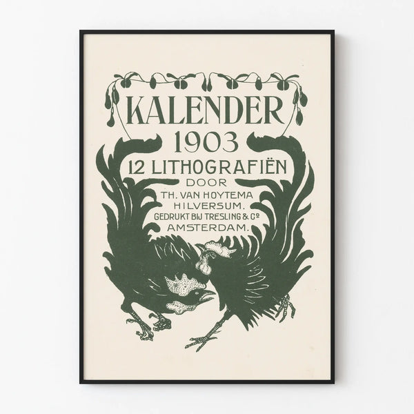 Vintage Lithographic Poster Kalender 1903 for Wall Decoration