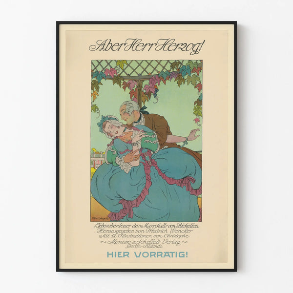 Vintage decorative poster Aber Herr Herzog Art Nouveau style
