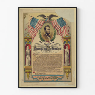 Historical poster of Abraham Lincoln and the Emancipation Proclamation