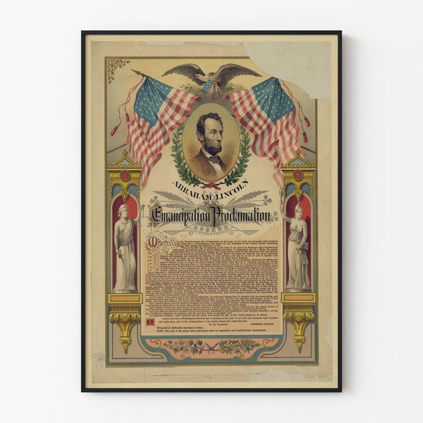 Historical poster of Abraham Lincoln and the Emancipation Proclamation