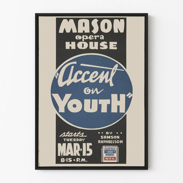 Vintage poster emphasizing youth for wall decoration