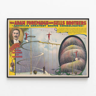 Vintage poster of Achille Philion, the prodigious tightrope walker — framed artwork on a wall
