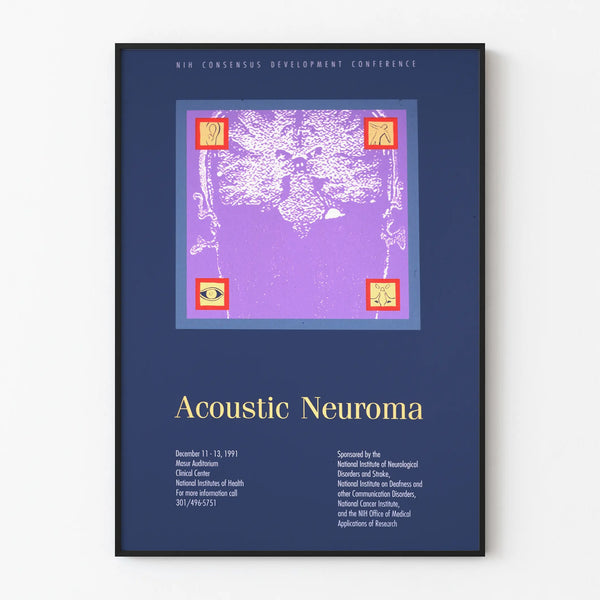 Vintage medical poster of acoustic neuroma wall poster