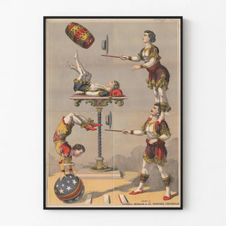 Vintage poster of an acrobatic act at the circus