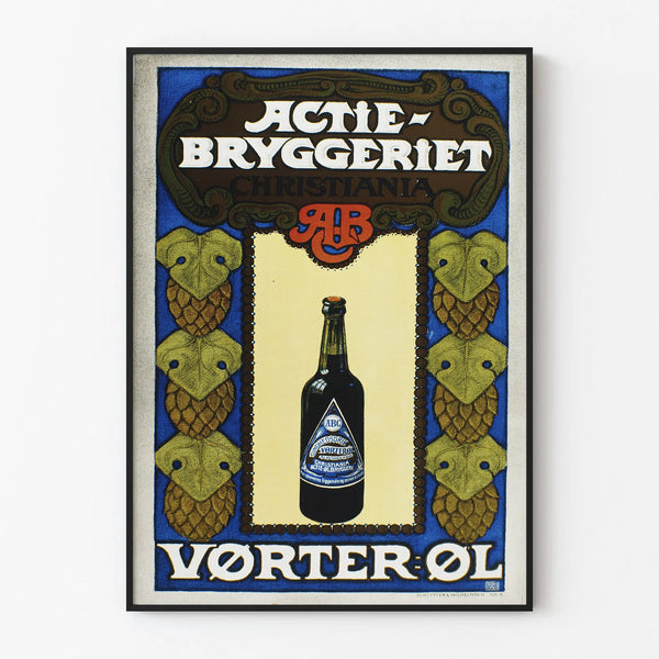 Vintage poster Actie Bryggeriet Vørter Øl decorative