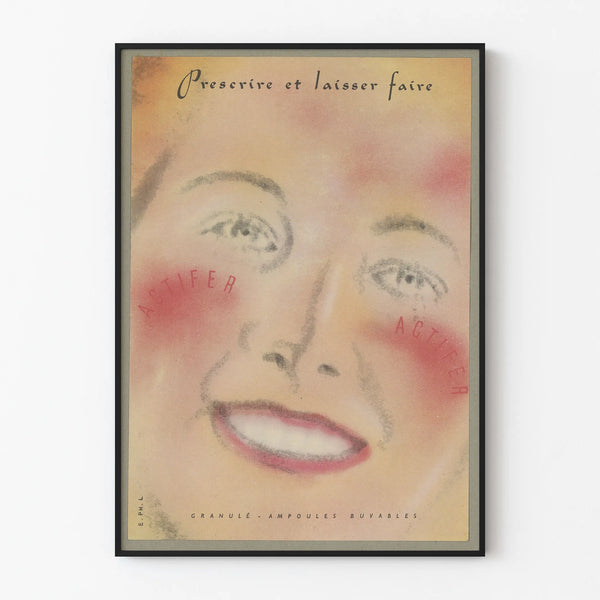 Vintage Wall Poster 'Prescrire et Laisser Faire' for Interior Decoration