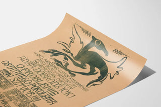 Vintage Art Deco Poster with Stylized Bird and Typographic Text