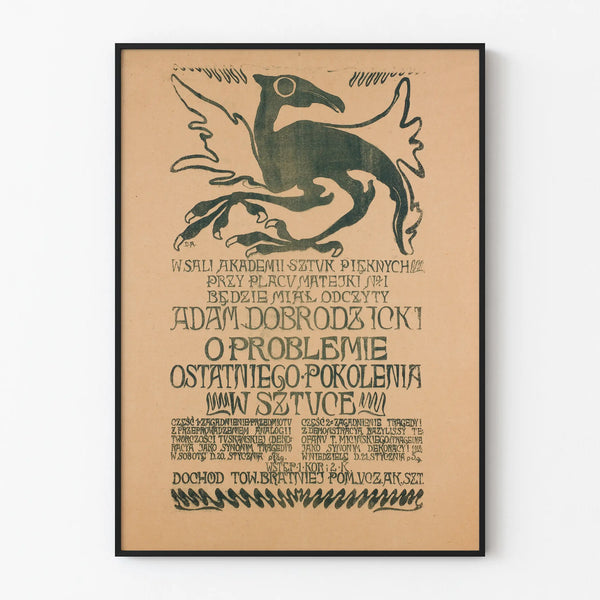Vintage Art Deco Poster with Stylized Bird and Typographic Text