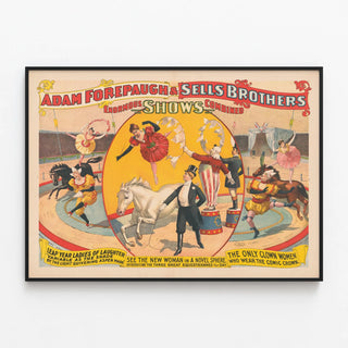 Vintage Circus Poster Adam Forepaugh & Sells Brothers — framed artwork on a wall