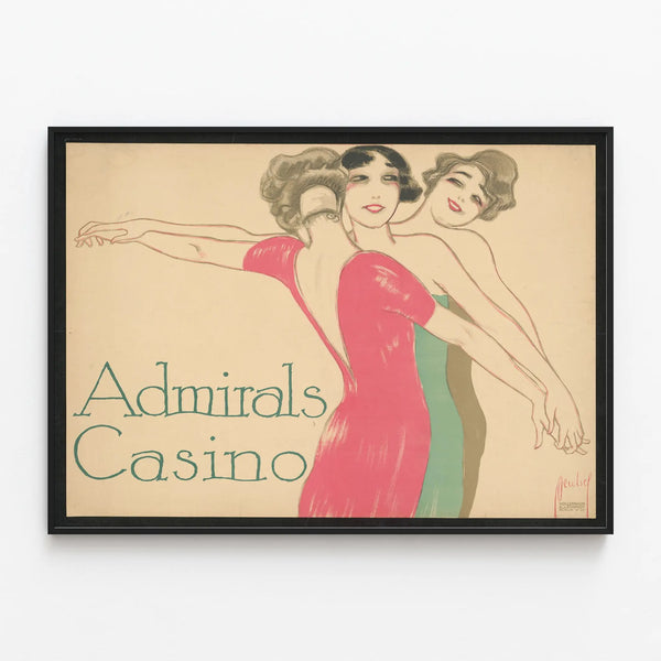 Vintage Poster Admirals Casino - Retro Wall Decoration — framed artwork on a wall