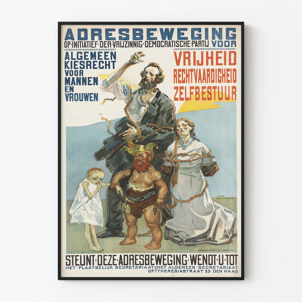Vintage poster for universal suffrage for men and women