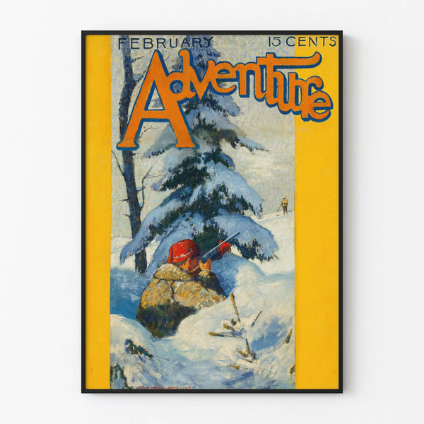 Vintage magazine cover poster Adventure winter hunting