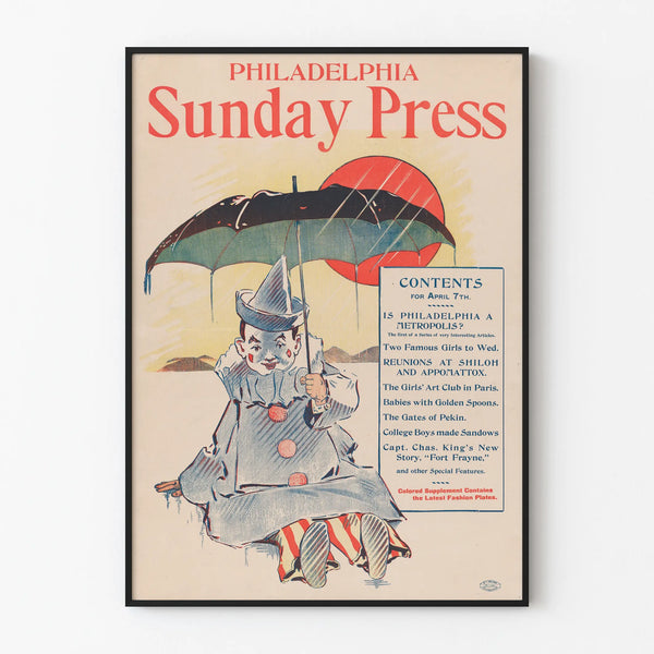 Vintage Poster Philadelphia Sunday Press 1896 Wall Decoration