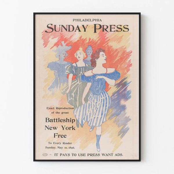 Vintage poster Philadelphia Sunday Press May 1896 - Artistic wall decoration